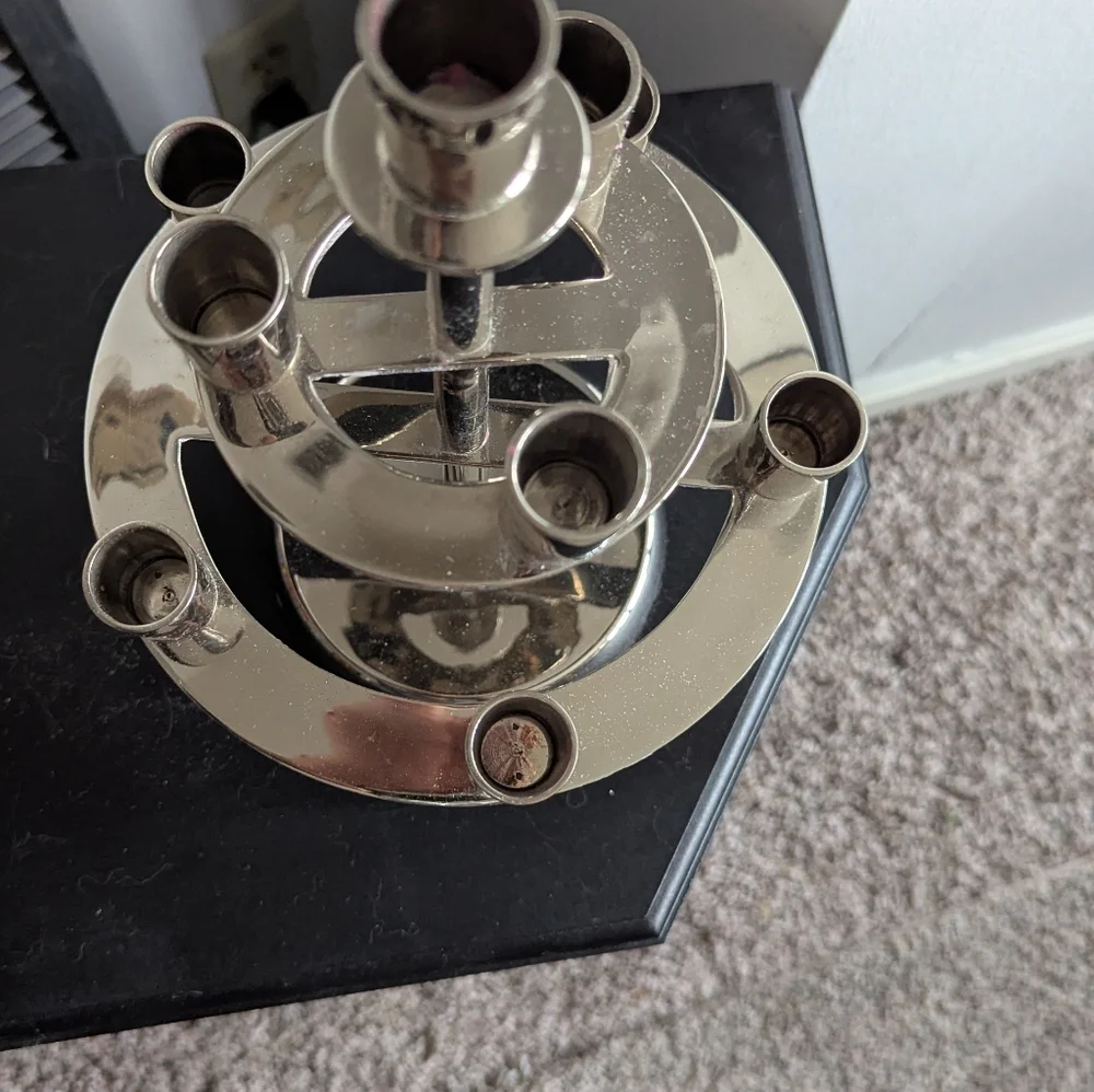 Elegant Crate and Barrel Candelabra Chrome/Nickel Table Centerpiece - Used Once.